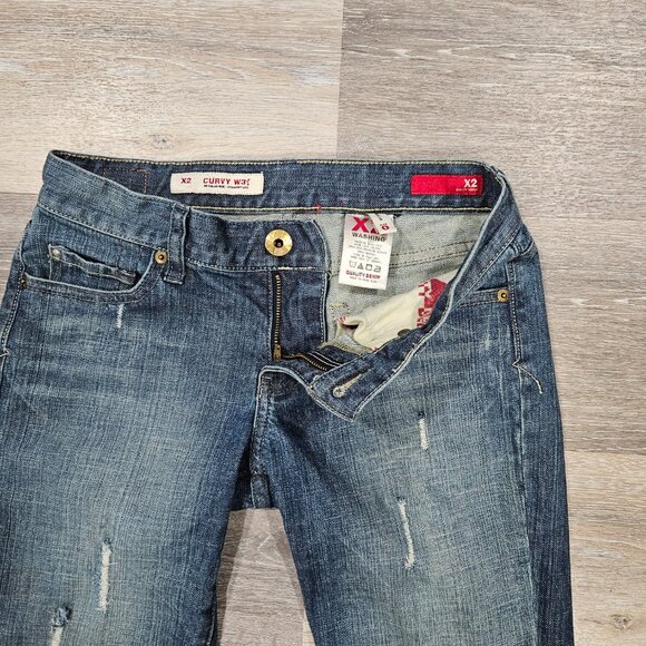 Express X2 Curvy W31 Fit Quality Denim Jeans Women’s Size 0 Regular Vintage - Picture 4 of 10